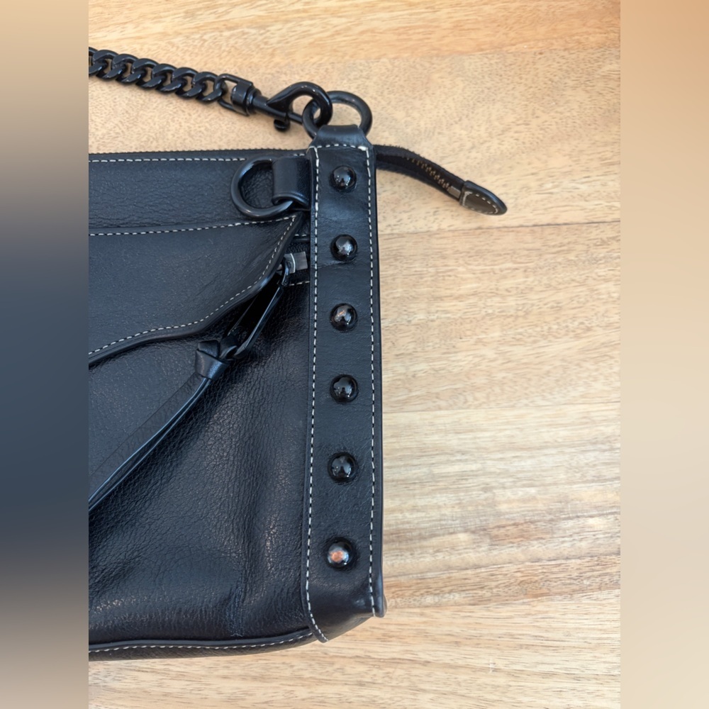 Rebecca Minkoff Womens MAB Studded Crossbody Bag Chain Strap Leather Black OS - Picture 6 of 10